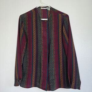 Regina Porter Vintage Southwestern Open Front Blouse Womens 6 Boho Aztec